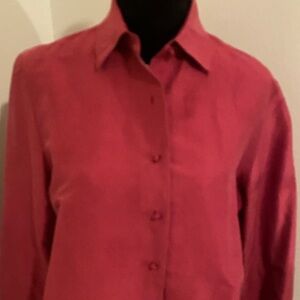 Classic Silk Women's Button-Down Shirt in Rose Pink